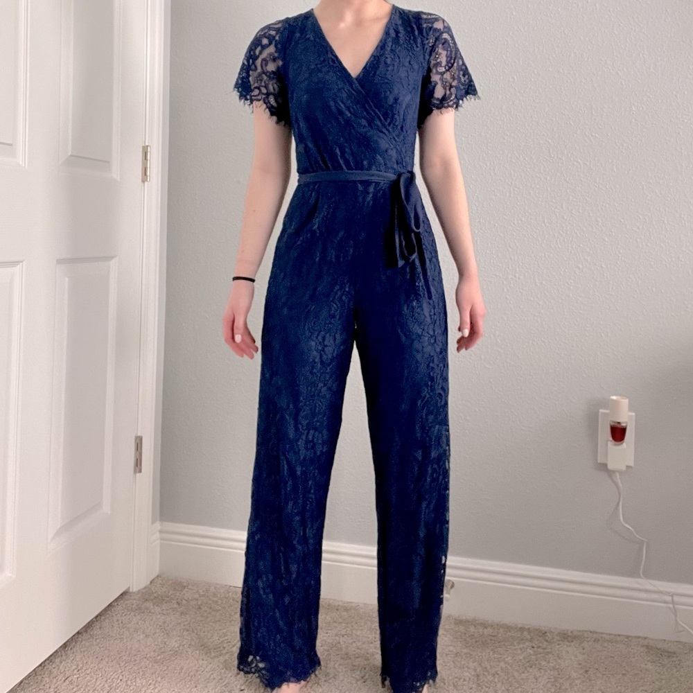 Navy lace jumpsuit in XS